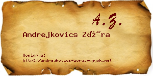 Andrejkovics Zóra névjegykártya